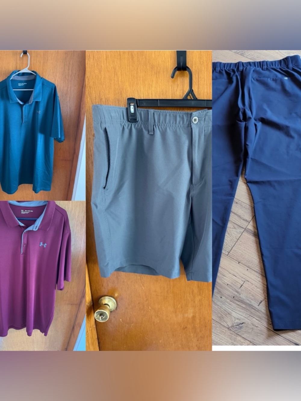 Under Armour Golf Bundle-Teal & Burgundy Polos w/ short & pants